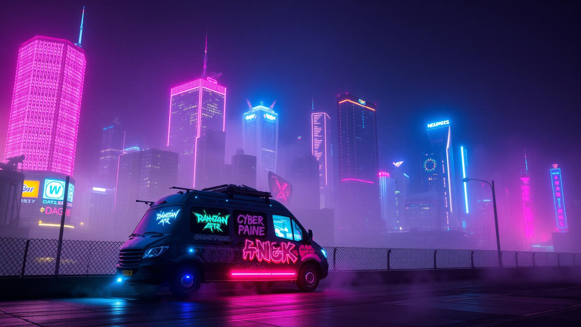 Cyberpunk gaming van